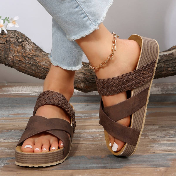 2 Strap Flatform Sandals Unisex Flat Beach Shoes