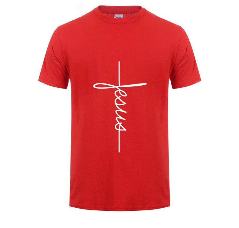 T Shirt Printing Jesus Cross T-shirts, Digital Letters,Short Sleeve