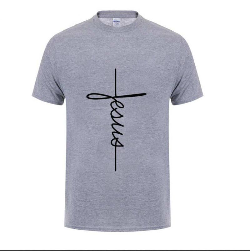 T Shirt Printing Jesus Cross T-shirts, Digital Letters,Short Sleeve