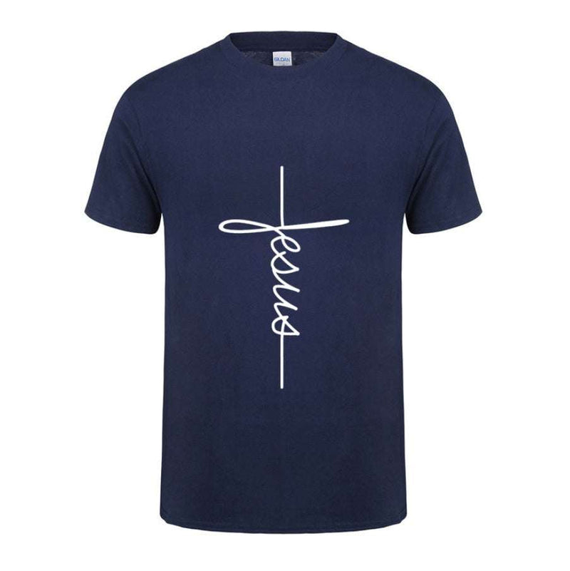 T Shirt Printing Jesus Cross T-shirts, Digital Letters,Short Sleeve