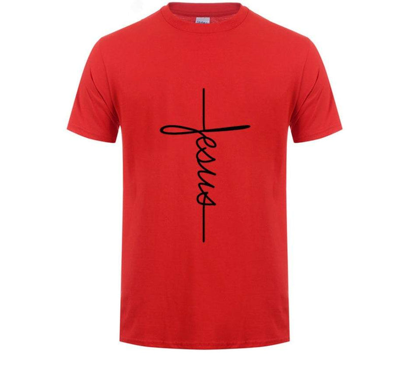 T Shirt Printing Jesus Cross T-shirts, Digital Letters,Short Sleeve