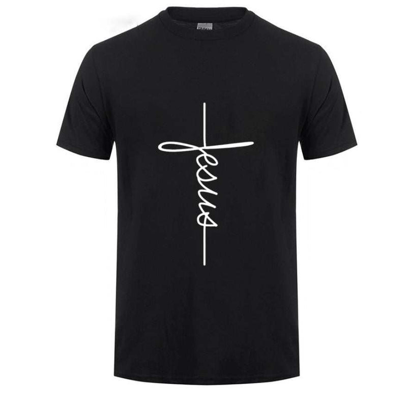 T Shirt Printing Jesus Cross T-shirts, Digital Letters,Short Sleeve