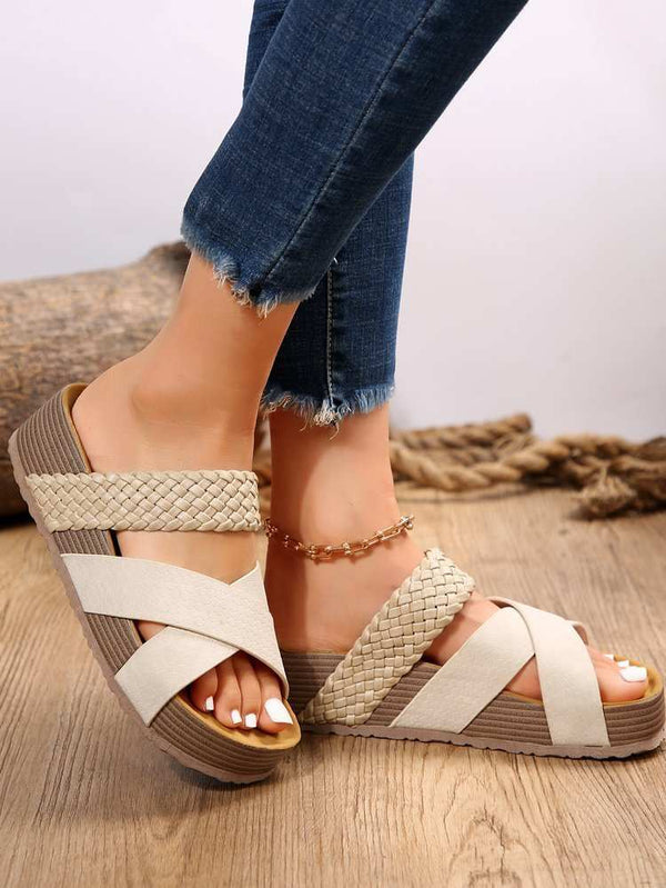 2 Strap Flatform Sandals Unisex Flat Beach Shoes