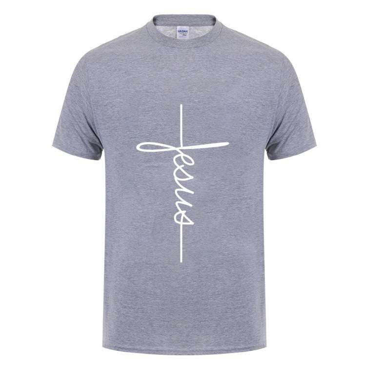 T Shirt Printing Jesus Cross T-shirts, Digital Letters,Short Sleeve