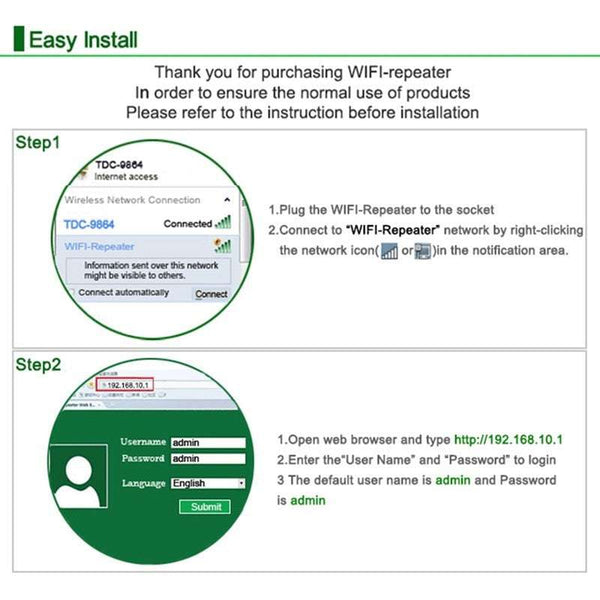 Wifi Extender, Repeater Signal Amplifier 300Mbps complies IEEE Standards