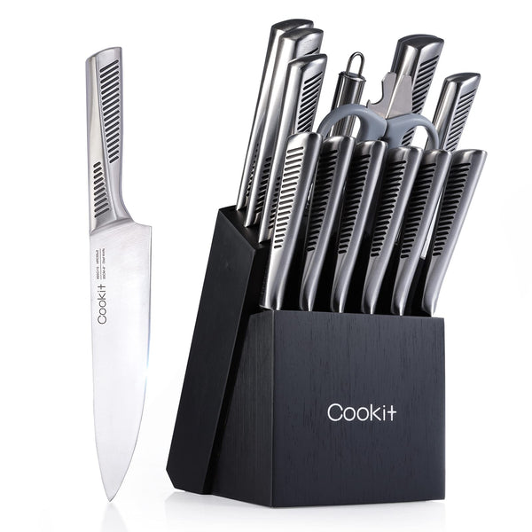 Kitchen Chef Knife Set, 15 Piece stainless steel  Knife Sets with Block,