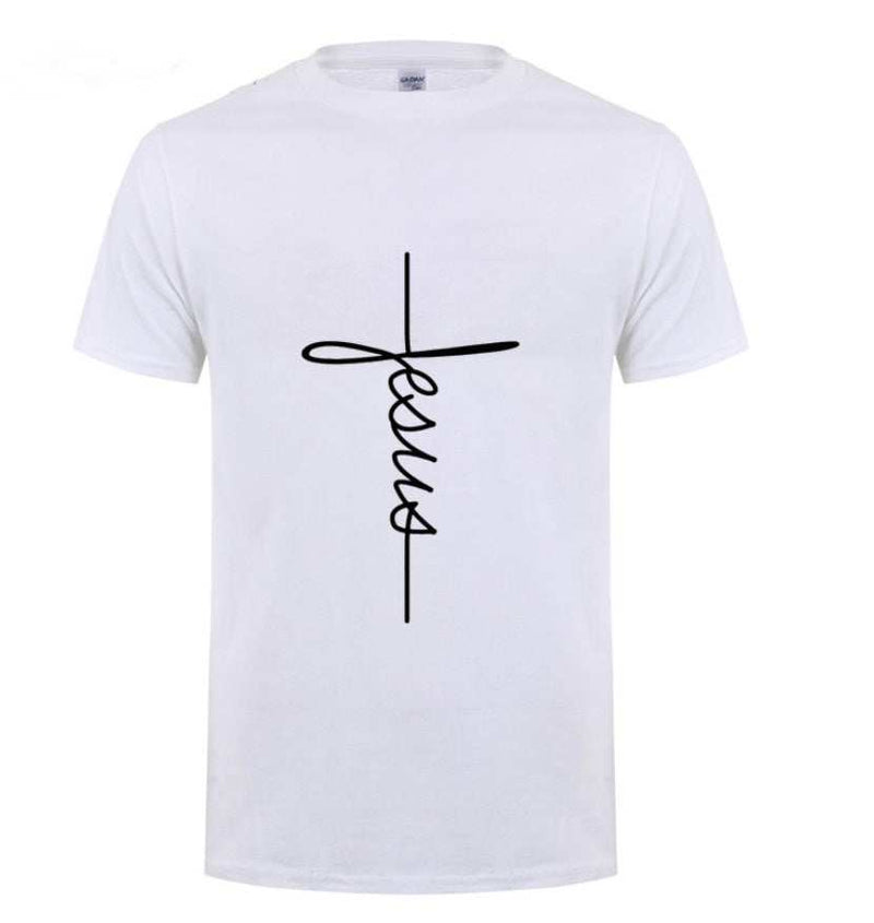 T Shirt Printing Jesus Cross T-shirts, Digital Letters,Short Sleeve