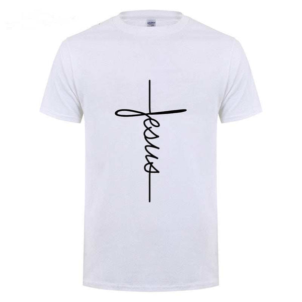 T Shirt Printing Jesus Cross T-shirts, Digital Letters,Short Sleeve