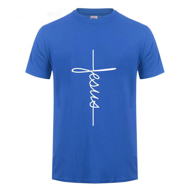 T Shirt Printing Jesus Cross T-shirts, Digital Letters,Short Sleeve