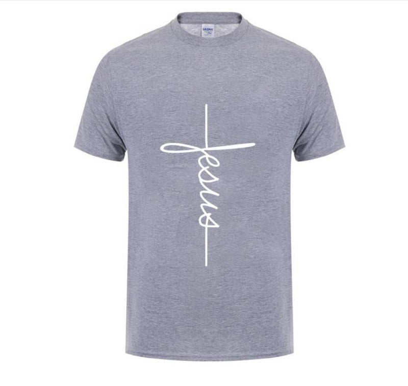 T Shirt Printing Jesus Cross T-shirts, Digital Letters,Short Sleeve