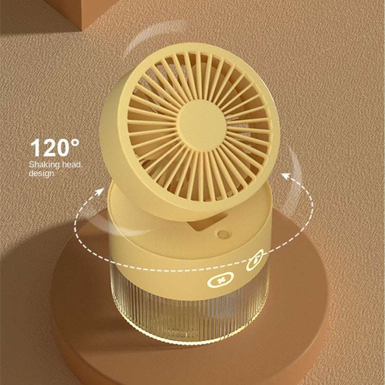 Desk Fan with LED Lights - Strong Wind Desktop Atmosphere Lamp Fan Humidifier