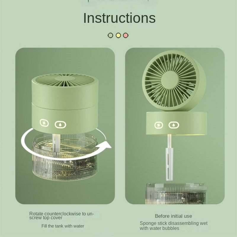 Desk Fan with LED Lights - Strong Wind Desktop Atmosphere Lamp Fan Humidifier